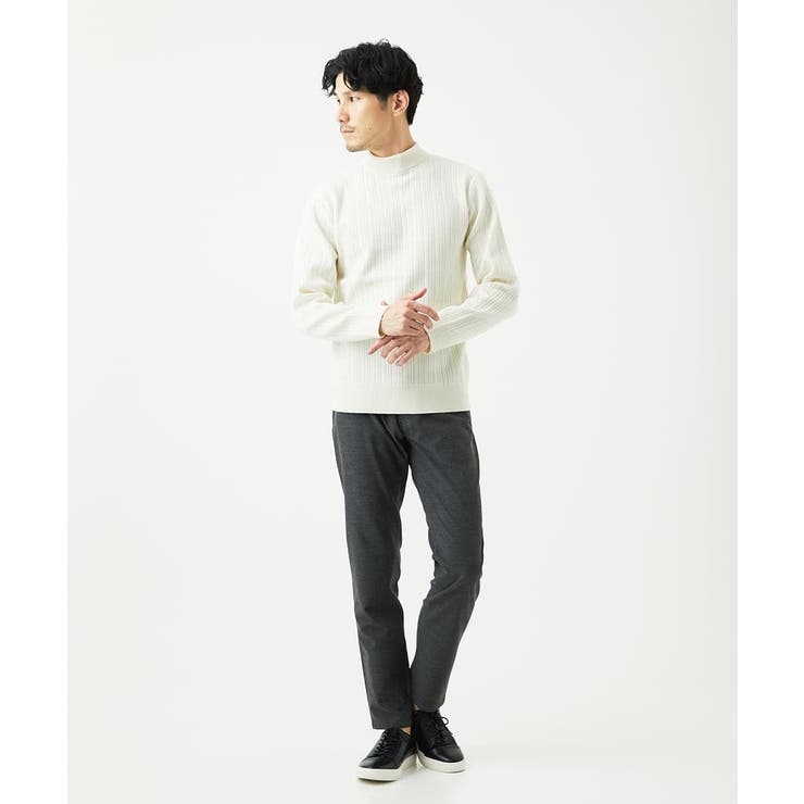 【洗濯機で洗える】モックネックニット / ランダムタックストライプ | MK MICHEL KLEIN homme | 詳細画像10 