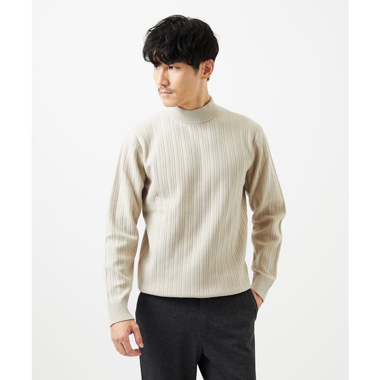 【洗濯機で洗える】モックネックニット / ランダムタックストライプ | MK MICHEL KLEIN homme | 詳細画像2 