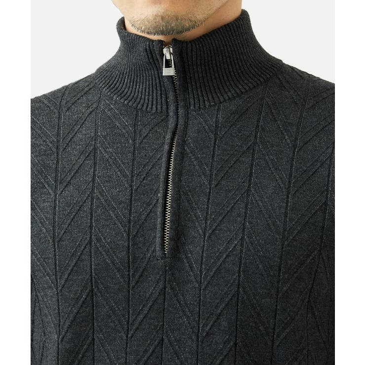 【洗える/リサイクル糸使用】ハーフジップニット / ミックスヘリンボン | MK MICHEL KLEIN homme | 詳細画像10 