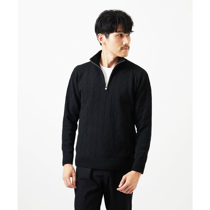 【洗える/リサイクル糸使用】ハーフジップニット / ミックスヘリンボン | MK MICHEL KLEIN homme | 詳細画像18 