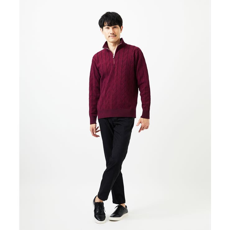 【洗える/リサイクル糸使用】ハーフジップニット / ミックスヘリンボン | MK MICHEL KLEIN homme | 詳細画像4 