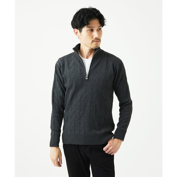 【洗える/リサイクル糸使用】ハーフジップニット / ミックスヘリンボン | MK MICHEL KLEIN homme | 詳細画像5 