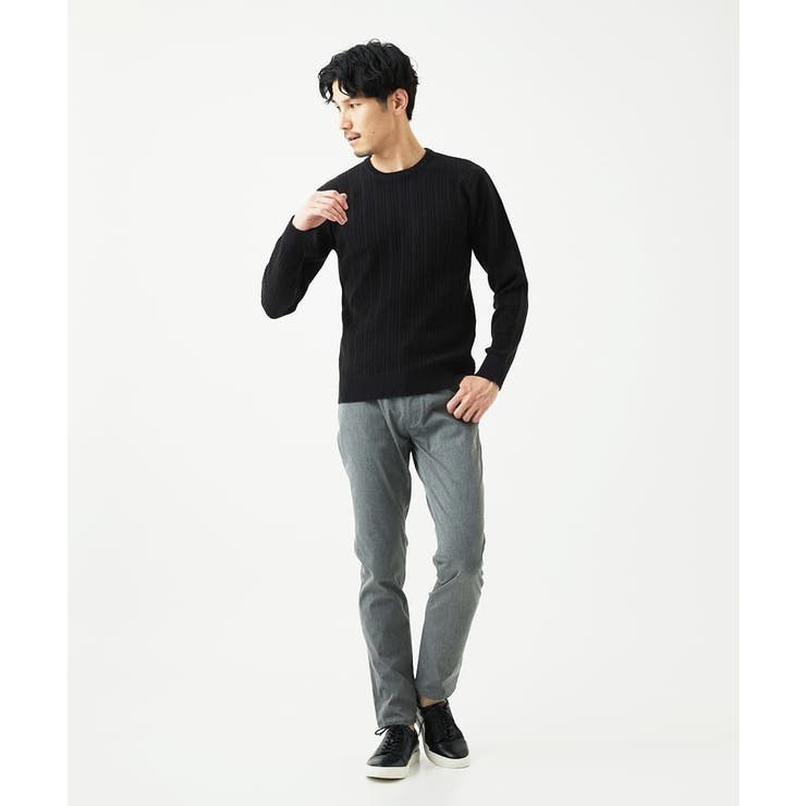 【クルーネック/洗濯機で洗える】ランダムタックストライプクルーネックニット | MK MICHEL KLEIN homme | 詳細画像11 