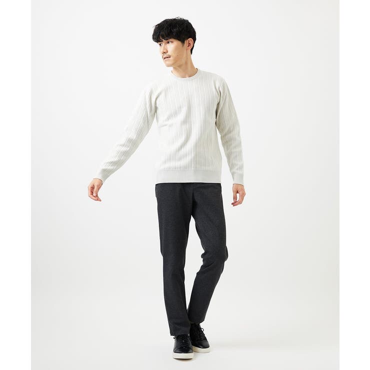 【クルーネック/洗濯機で洗える】ランダムタックストライプクルーネックニット | MK MICHEL KLEIN homme | 詳細画像13 