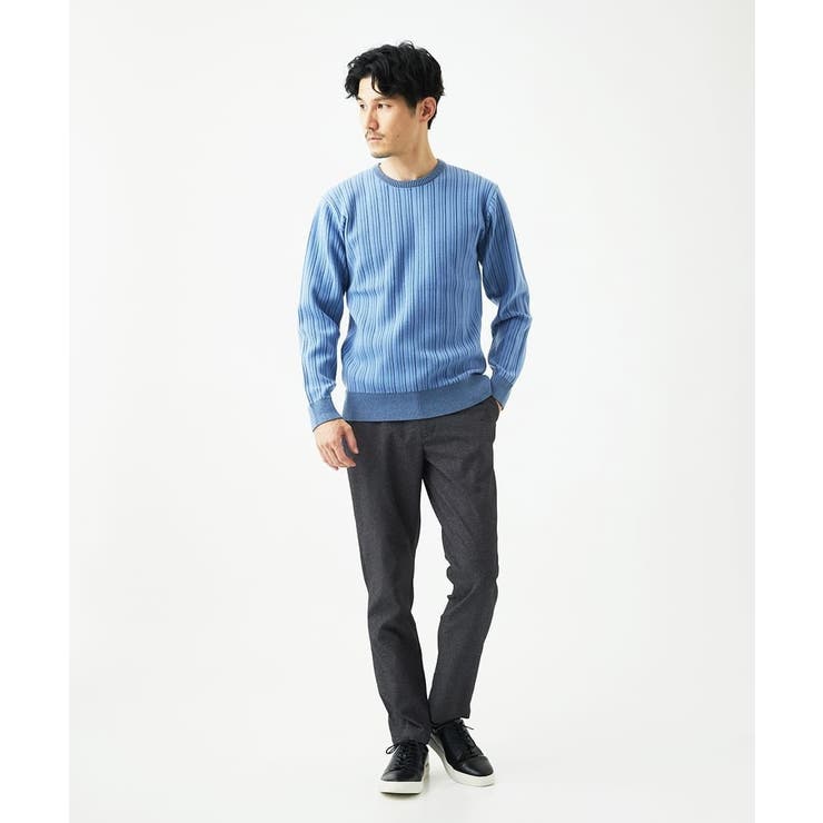 【クルーネック/洗濯機で洗える】ランダムタックストライプクルーネックニット | MK MICHEL KLEIN homme | 詳細画像3 