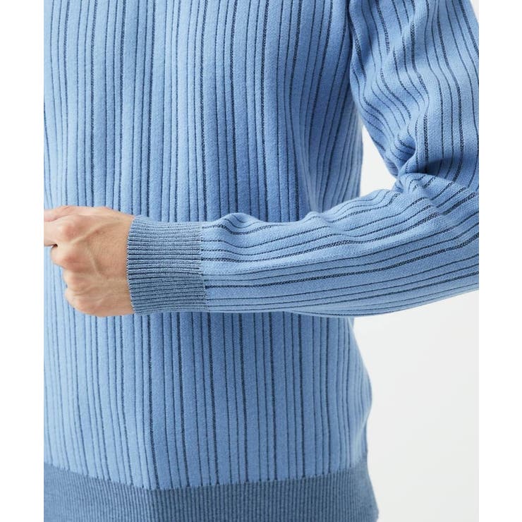 【クルーネック/洗濯機で洗える】ランダムタックストライプクルーネックニット | MK MICHEL KLEIN homme | 詳細画像5 