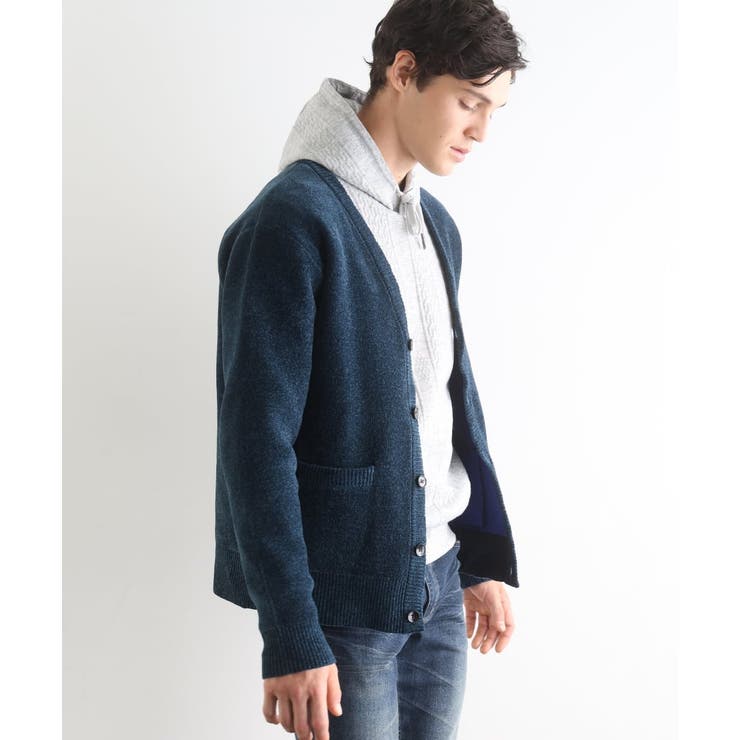 ネイビー | ダブルフェイス モールカーディガン | MK MICHEL KLEIN homme