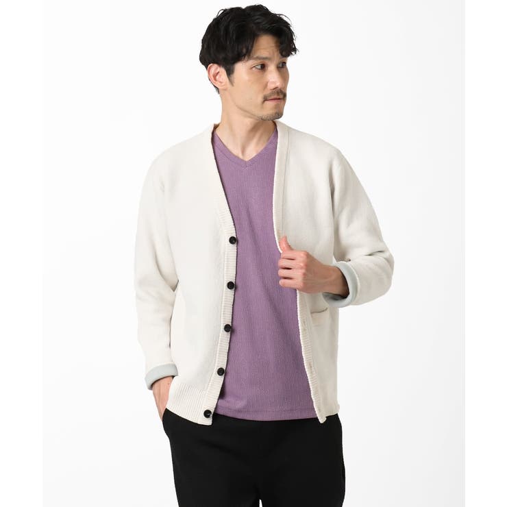 ホワイト | ダブルフェイス モールカーディガン | MK MICHEL KLEIN homme