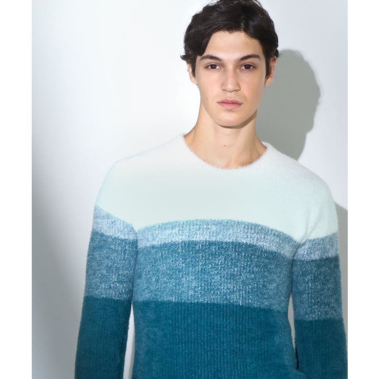 グリーン | 【洗える/ソフトタッチ】プルオーバーニット / フェザーヤーン | MK MICHEL KLEIN homme