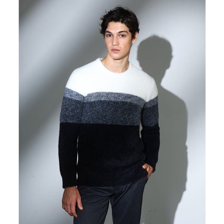 ブラック | 【洗える/ソフトタッチ】プルオーバーニット / フェザーヤーン | MK MICHEL KLEIN homme