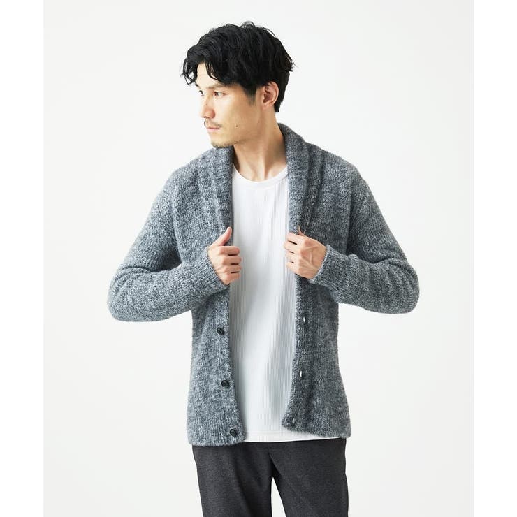 グレー | ショールカラーニット / フェザーヤーン | MK MICHEL KLEIN homme