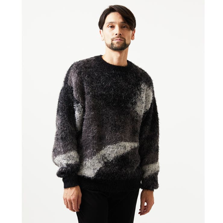 ブラック | マーブルシャギーニット | MK MICHEL KLEIN homme