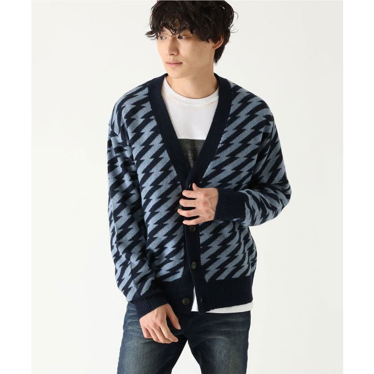 ネイビー(57) | サンダー柄カーディガン | MK MICHEL KLEIN homme