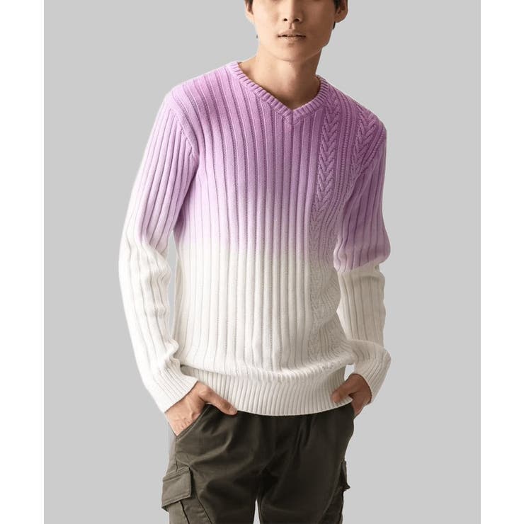 ピンク | 【残りわずか/天然素材使用/洗える】グラデーションケーブルニット | MK MICHEL KLEIN homme