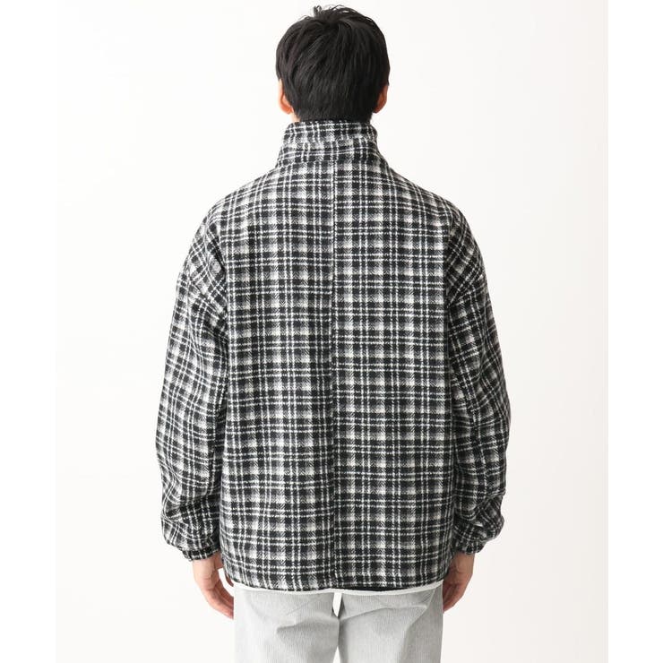 限定展開】ジップアップチェックジャケット/ジャージメルトン[品番