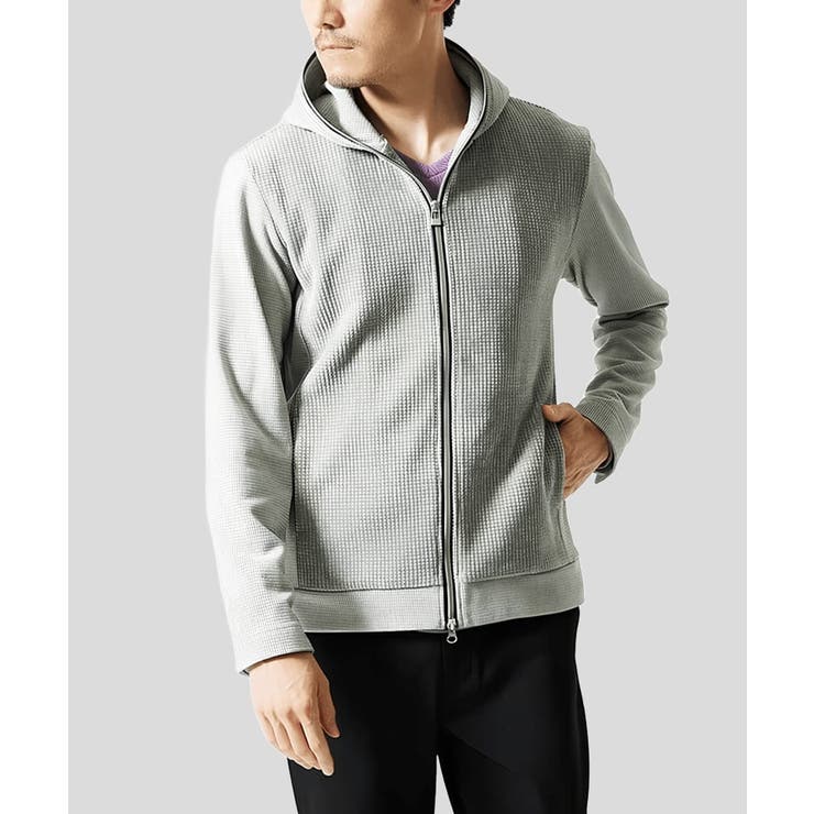 【洗える/ストレッチ】ワッフルベロア ジップパーカー | MK MICHEL KLEIN homme | 詳細画像1 