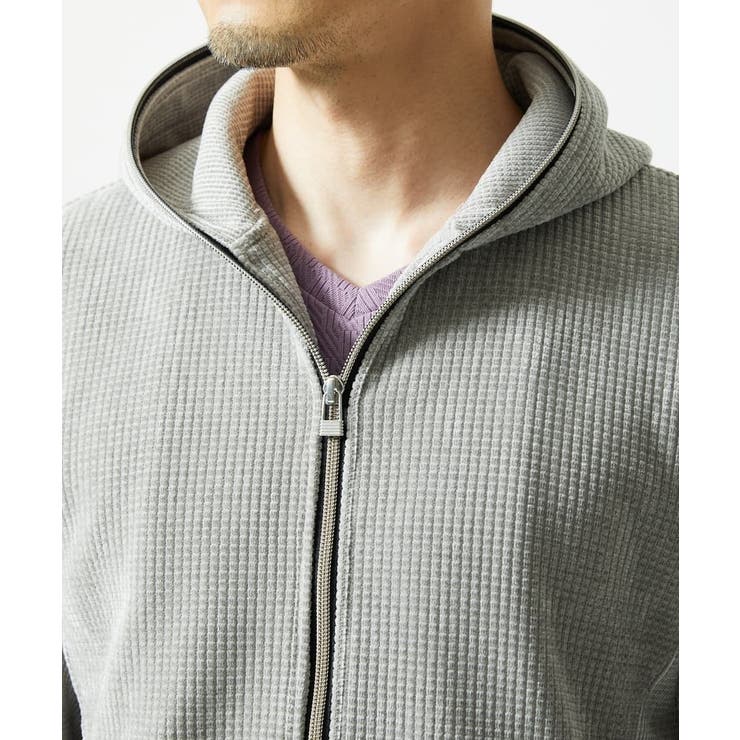 【洗える/ストレッチ】ワッフルベロア ジップパーカー | MK MICHEL KLEIN homme | 詳細画像7 