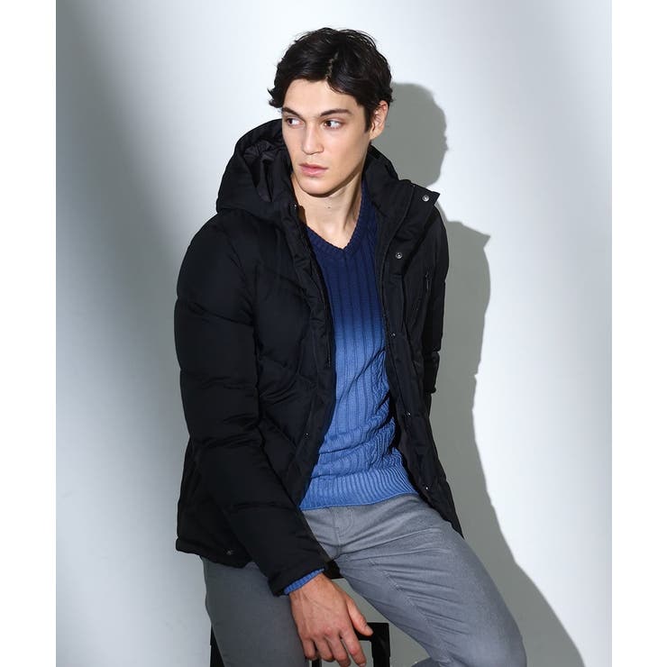 ブラック | 【撥水/リサイクル素材】ECOペットWRツイル ダウンブルゾン | MK MICHEL KLEIN homme