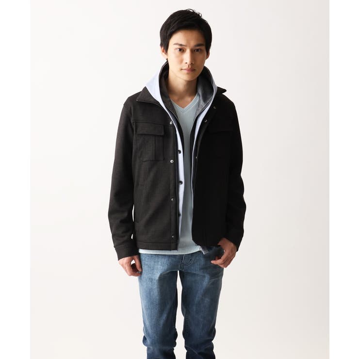 【洗える】スエードジャージ / フェイクレイヤードパーカー | MK MICHEL KLEIN homme | 詳細画像2 