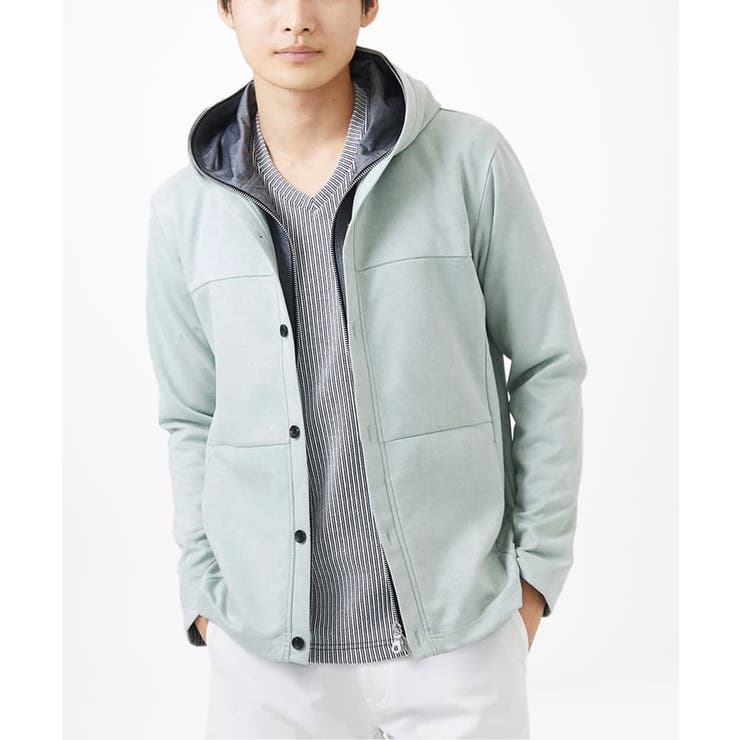 グリーン | 【洗える】スエードジャージ / フェイクレイヤードパーカー | MK MICHEL KLEIN homme