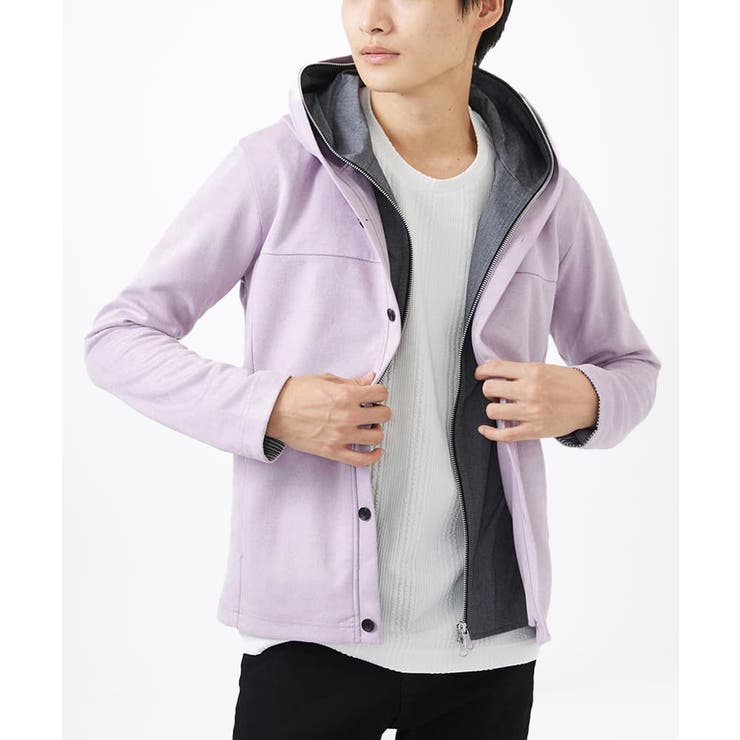 ラベンダー | 【洗える】スエードジャージ / フェイクレイヤードパーカー | MK MICHEL KLEIN homme