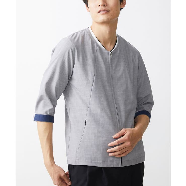 グレー | 【残りわずか】７分袖ノーカラーブルゾン | MK MICHEL KLEIN homme