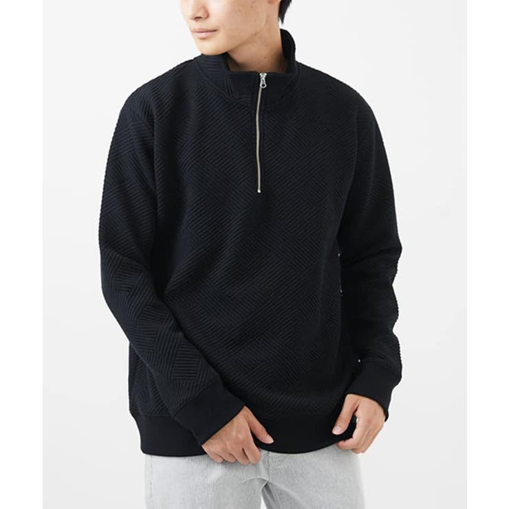 ブラック | ハーフジッププルオーバー/イントレチャートフクレジャガード | MK MICHEL KLEIN homme