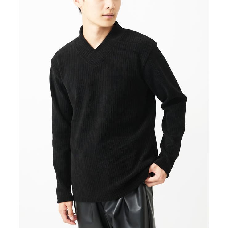 ブラック | ショールカラーカットソー / モールケーブル | MK MICHEL KLEIN homme