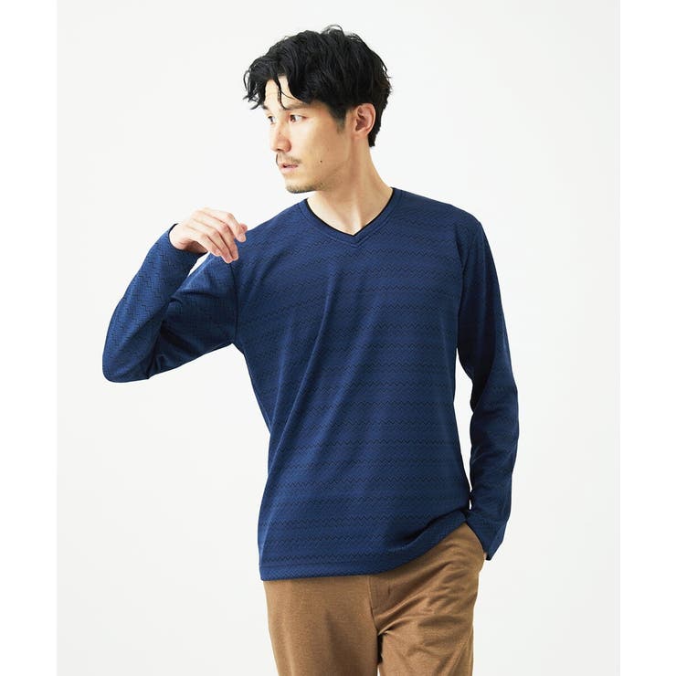 ネイビー | ZIGZAGジャガードカットソー | MK MICHEL KLEIN homme