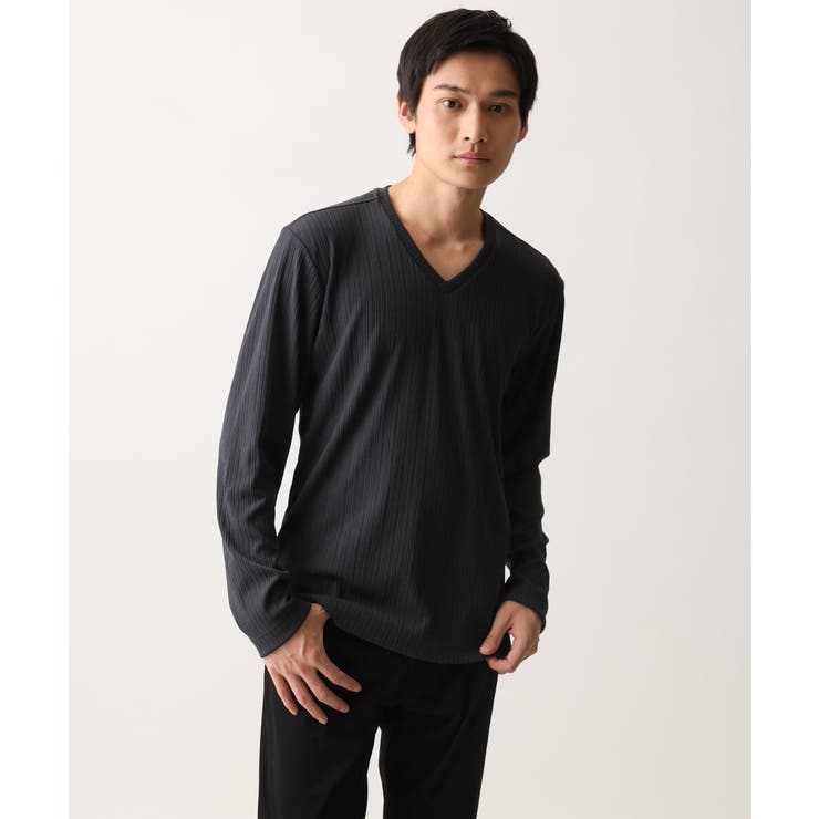 【洗える】Vネックストライプカットソー | MK MICHEL KLEIN homme | 詳細画像5 