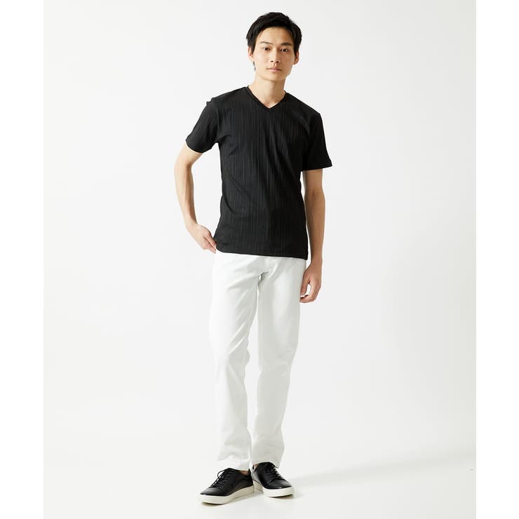 ストライプ柄VネックTシャツ | MK MICHEL KLEIN homme | 詳細画像2 