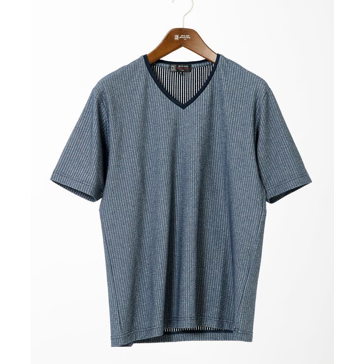 【洗える・サッカー素材】Vネックカットソー | MK MICHEL KLEIN homme | 詳細画像1 