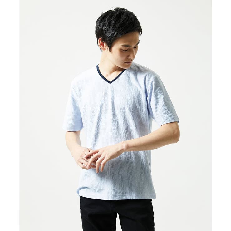 【洗える・サッカー素材】Vネックカットソー | MK MICHEL KLEIN homme | 詳細画像2 