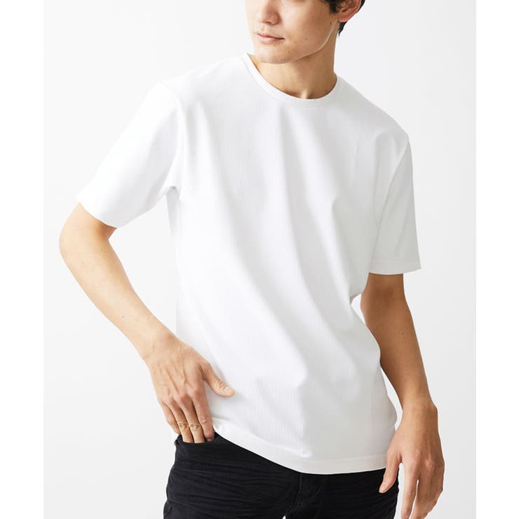 ホワイト | テレコクルーネックカットソー | MK MICHEL KLEIN homme