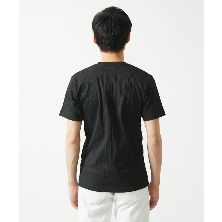 【残りわずか／洗える】3ＤストライプテレコＶネックＴシャツ | MK MICHEL KLEIN homme | 詳細画像12 