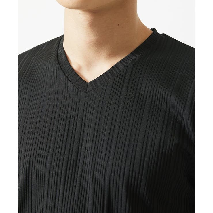 【残りわずか／洗える】3ＤストライプテレコＶネックＴシャツ | MK MICHEL KLEIN homme | 詳細画像13 