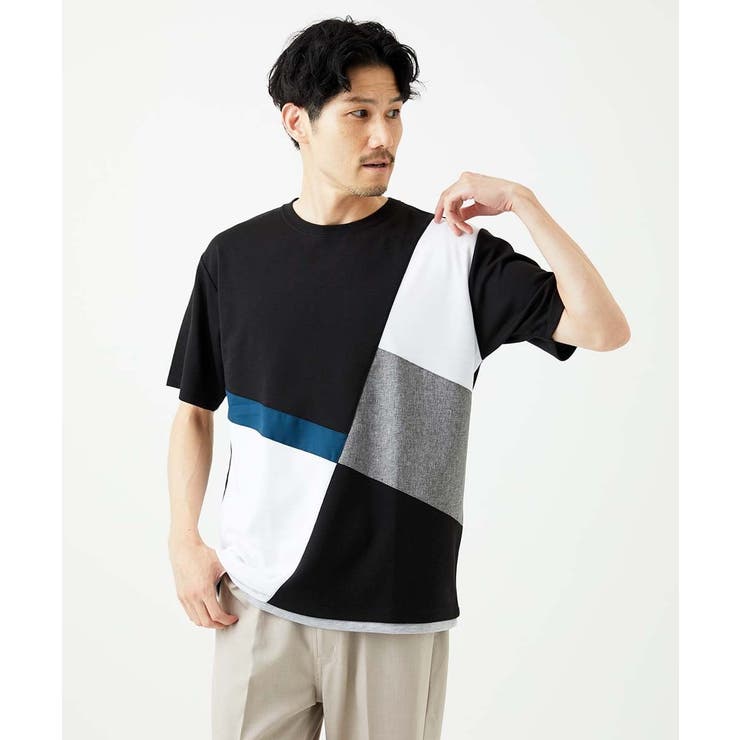 ブラック | 【接触冷感】COOLタッチブロックTシャツ | MK MICHEL KLEIN homme