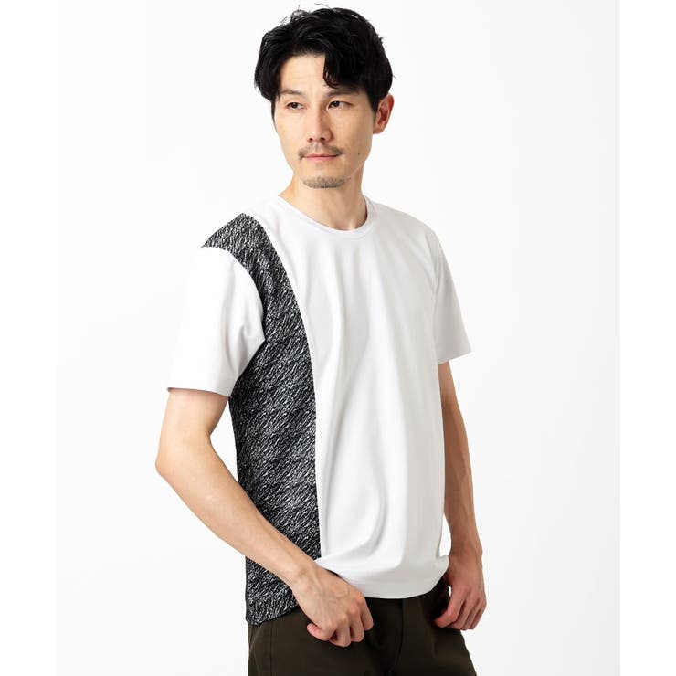 ホワイト | サイドデザイン切替えカットソー | MK MICHEL KLEIN homme