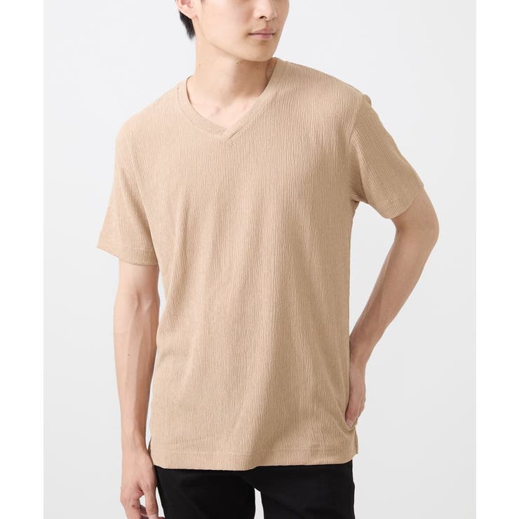 アイボリー | ジャージVネックカットソー | MK MICHEL KLEIN homme