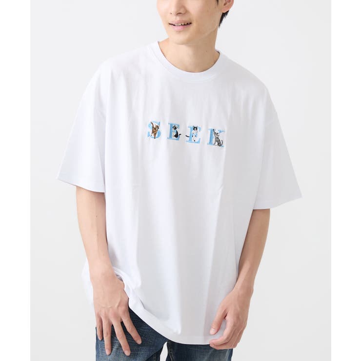 ユニセックスで着られる】Tシャツ/HIDE&SEEKアニマル刺繍[品番