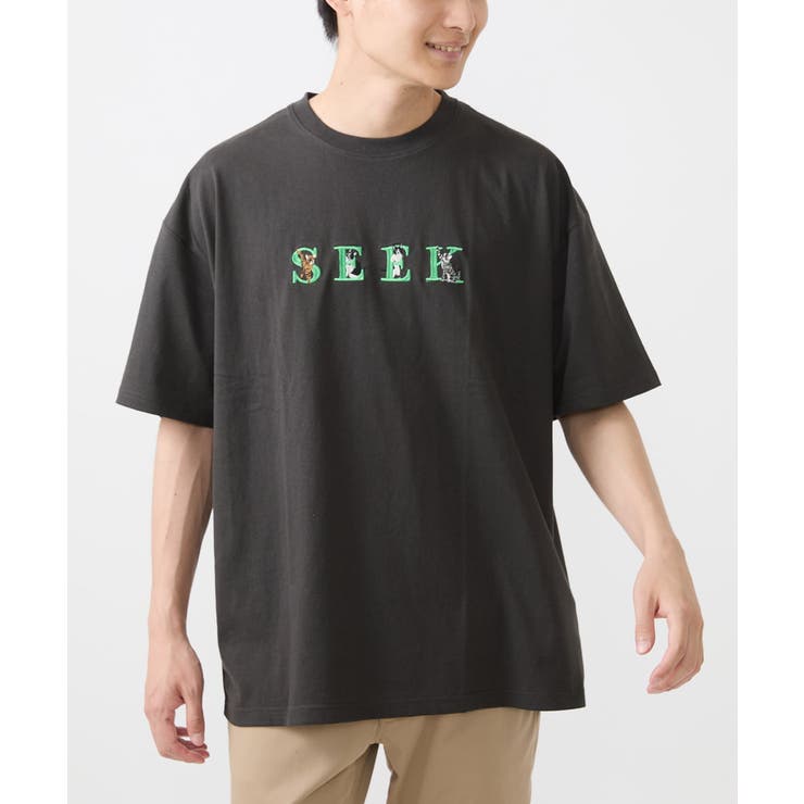 ユニセックスで着られる】Tシャツ/HIDE&SEEKアニマル刺繍[品番
