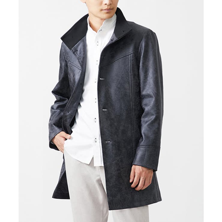 スタンドコート/TECレザージャージ | MK MICHEL KLEIN homme | 詳細画像1 