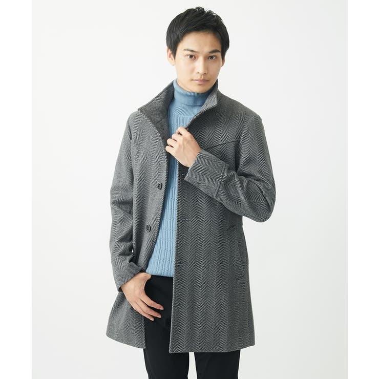 スタンドカラーコート/SILKYヘリンボン[品番：ITKW0019407]｜MK MICHEL KLEIN homme（エムケーミッシェルクランオム ）のメンズファッション通販｜SHOPLIST（ショップリスト）