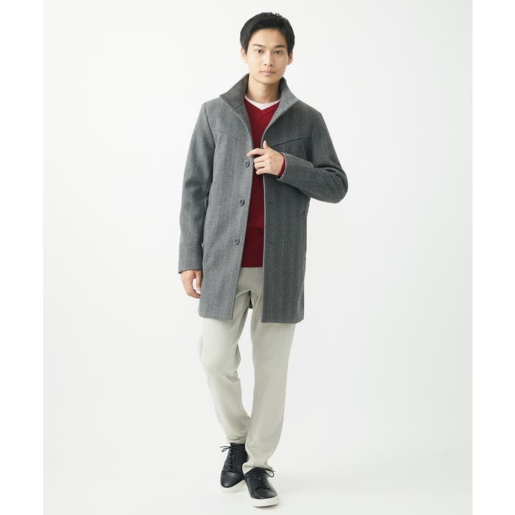スタンドカラーコート/SILKYヘリンボン | MK MICHEL KLEIN homme | 詳細画像4 