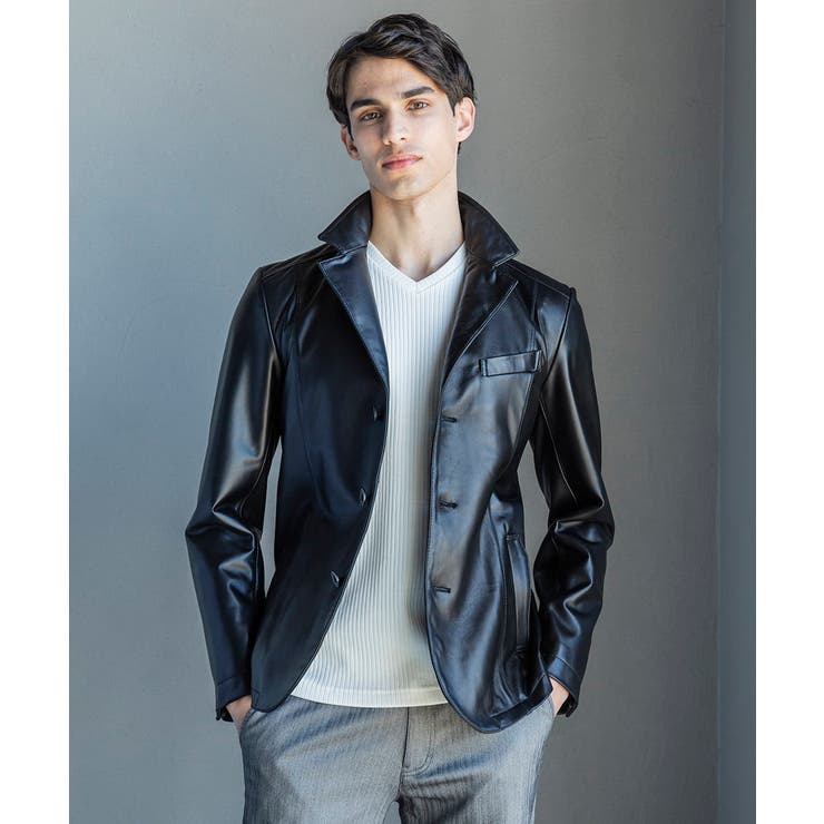 MICＨEL KLEIN 革ジャン　レザージャケット SUPERGAコラボ】テーラードジャケット(テーラードジャケット