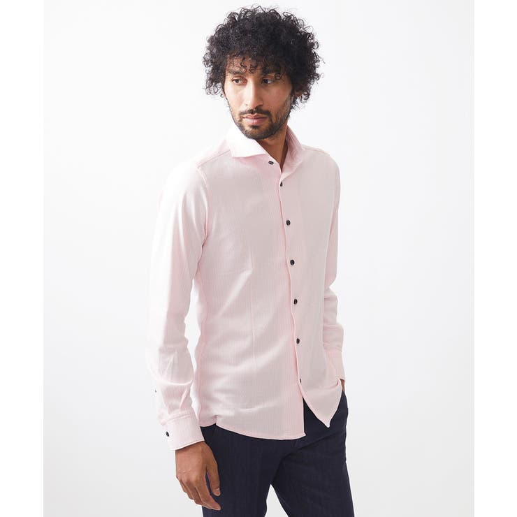 ピンク(01) | 《日本製》ストレッチラッセル長袖シャツ | MICHEL KLEIN HOMME
