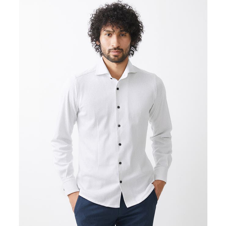 ライトグレー(91) | 《日本製》ストレッチラッセル長袖シャツ | MICHEL KLEIN HOMME