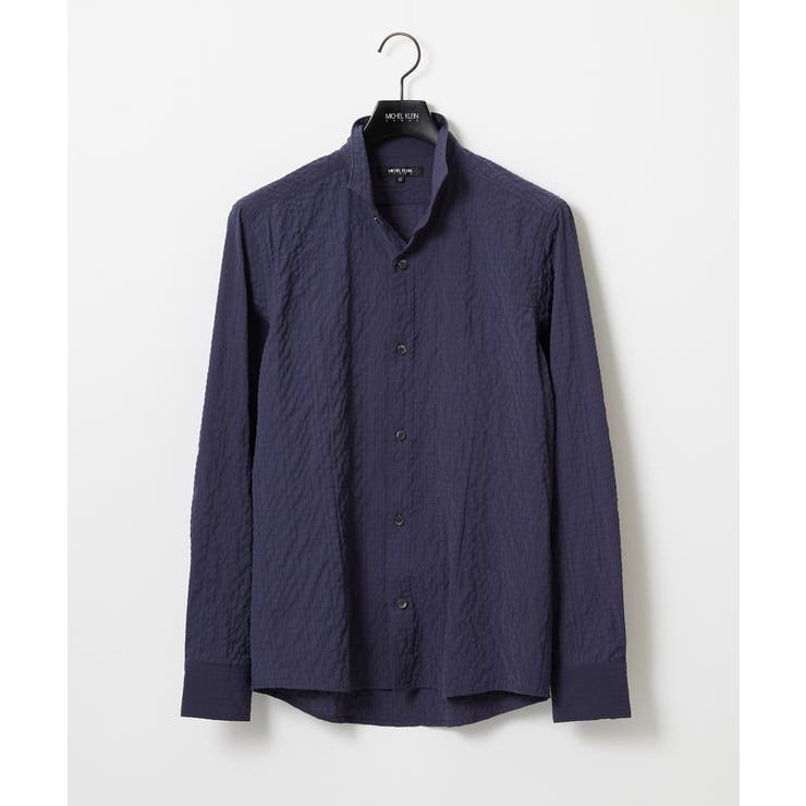 ブルー | シアーサッカー調長袖シャツ | MICHEL KLEIN HOMME