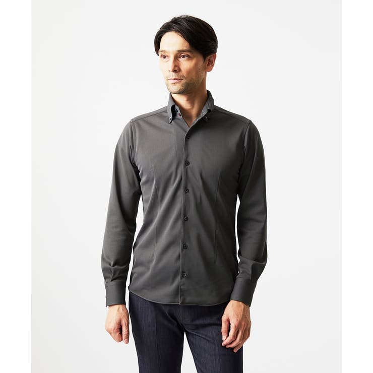 カーキ | 《日本製》ボタンダウン長袖シャツ | MICHEL KLEIN HOMME