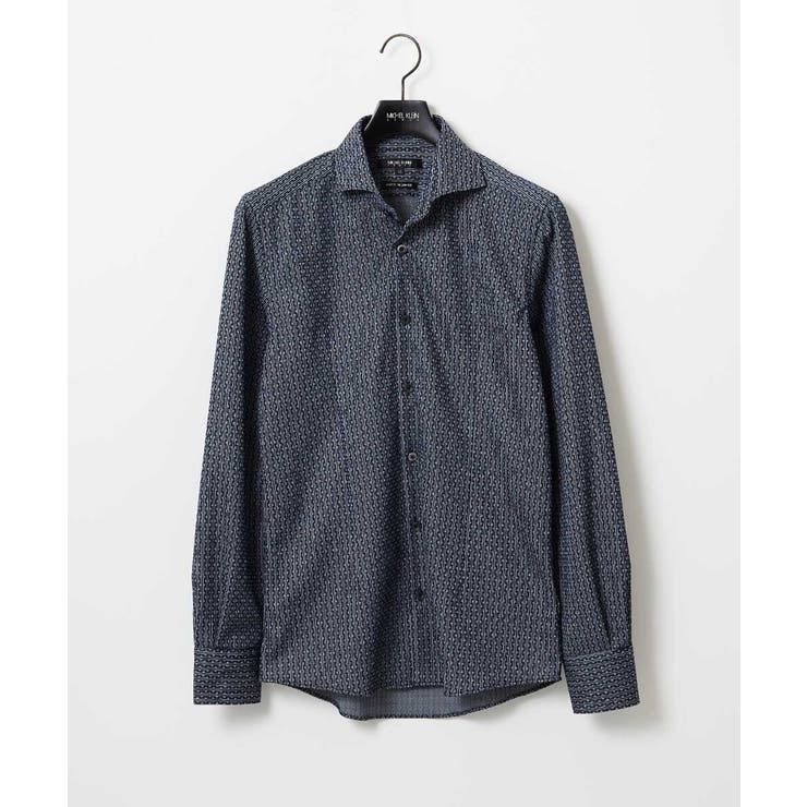 ネイビー | 《日本製》ジャガード長袖シャツ | MICHEL KLEIN HOMME